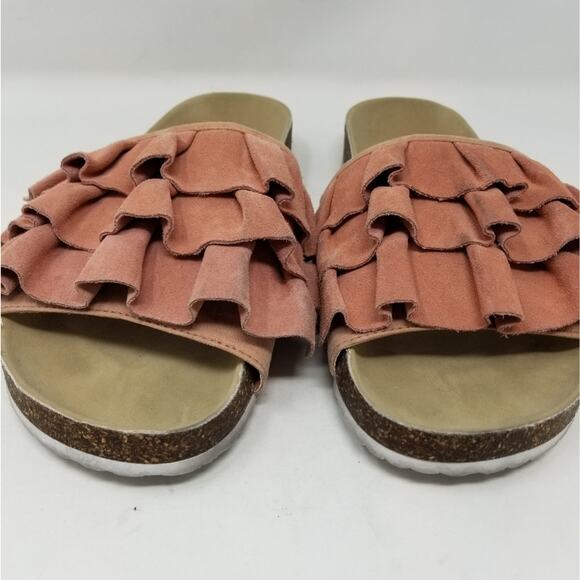 American Eagle Outfitters Slides Sandals Flip Flops Pink Leather Women's Size 11 - Picture 4 of 10